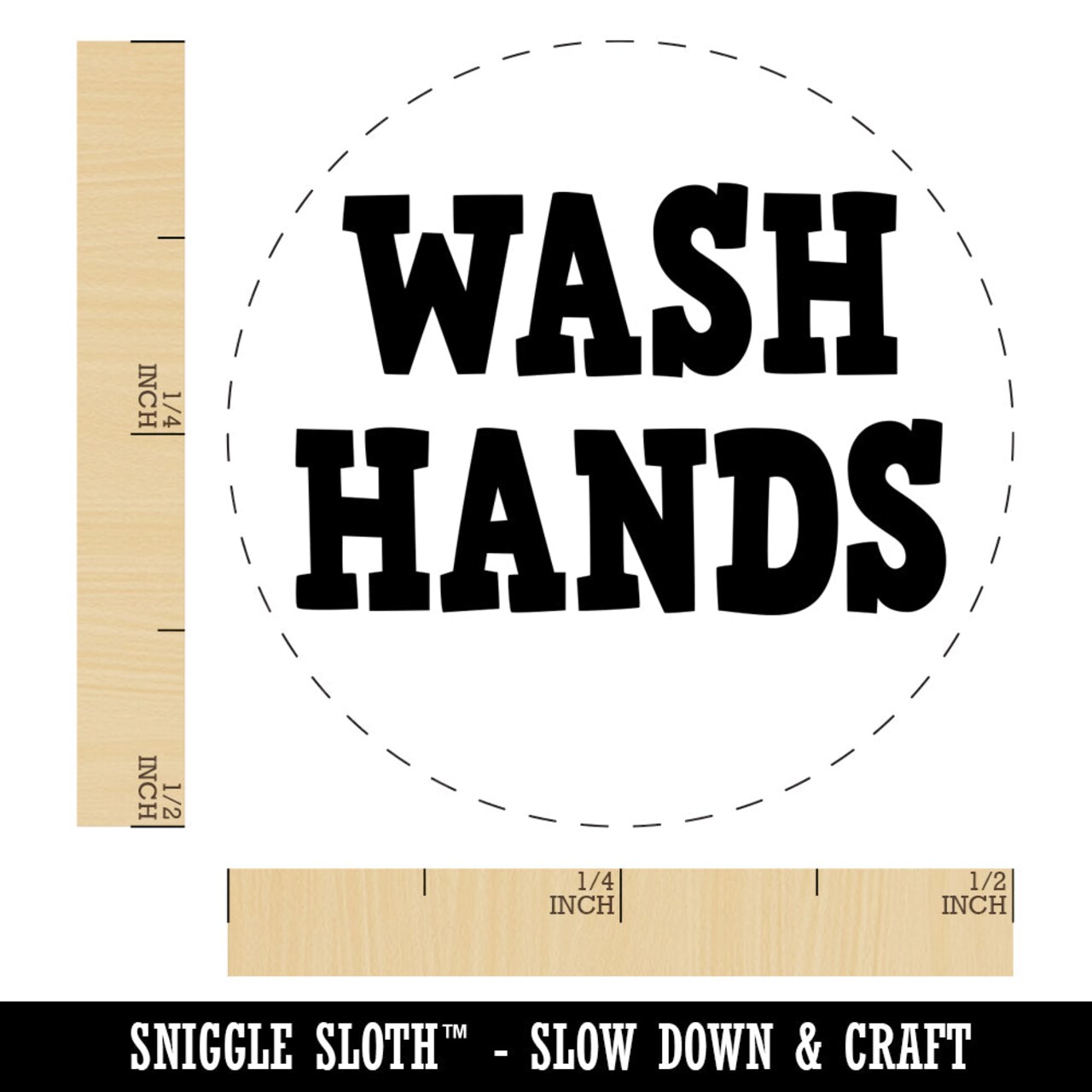 Wash Hands Text Self-Inking Rubber Stamp for Stamping Crafting Planners